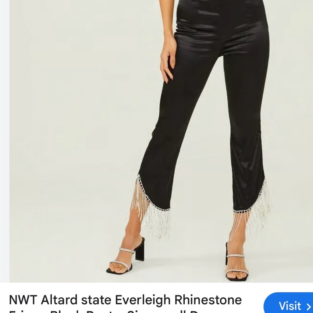 Altar'd State Black Straight Leg Pants with Fringe
